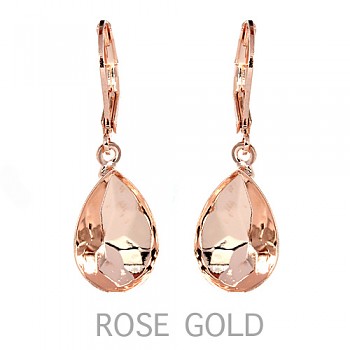 Leverback Earrings with loop for dangling PEAR 14mm ROSE GOLD