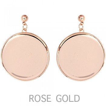 Earposts with loop for danngling ROCKS Round 25mm ROSE GOLD