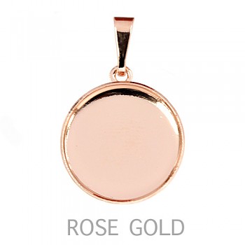 Pendant ROCKS Round 15mm ROSE Gold Plated with bail