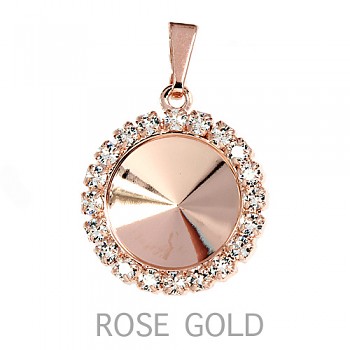 Pendant STRASS RIVOLI 12mm ROSE GOLD Plated