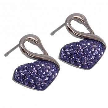 sparkly SWAN Earposts PU16 TANZANITE Stainless Steel