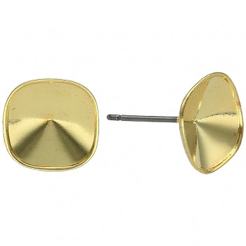 Earposts Round Square 4470 10mm Gold Plated